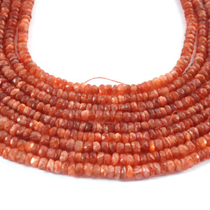 1 Long Strand Sunstone Faceted Rondells  - Round Shape  Rondells - 4mm-5mm-14 Inches BR02225 - Tucson Beads