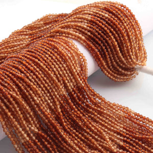 5  Strands Shaded Hessonite  Faceted Ball Beads -GemStone Beads 2mm 13 inches RB0242 - Tucson Beads