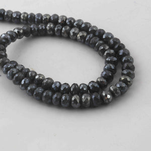 1 Long Strands Gray Moonstone Silver Coated Faceted Rondelles - Gray Moonstone Roundelle Beads 6mm 15 Inches BR501 - Tucson Beads