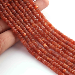 1 Long Strand Sunstone Faceted Rondells  - Round Shape  Rondells - 4mm-5mm-14 Inches BR02225 - Tucson Beads