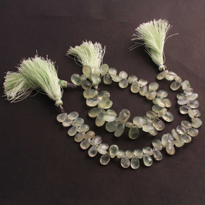 1 Long Prehnite Faceted Briolettes - Pear Shape Briolettes  10mmx6mm-13mmx8mm- 8 Inches BR02504 - Tucson Beads