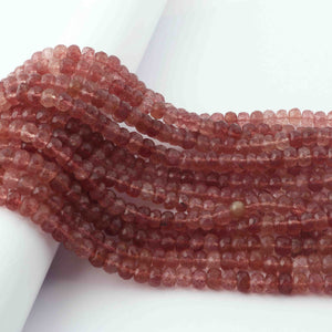 1 Strand Strawberry Quartz Faceted Rondelles - Pink Rutile Roundel Beads 6mm-8mm 14.5 Inches BR2736 - Tucson Beads