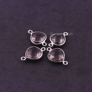 4 Pcs Smoky Quartz  925 Sterling Silver Faceted Heart Shape Connector - Gemstone Connector 17mmx11mm SS1105 - Tucson Beads