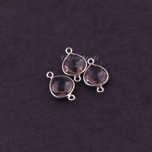 4 Pcs Smoky Quartz  925 Sterling Silver Faceted Heart Shape Connector - Gemstone Connector 17mmx11mm SS1105 - Tucson Beads