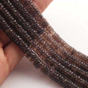 1  Strand  Natural Smoky Quartz Faceted Heishi Tyre Shape Gemstone Beads,  Smoky Quartz  Tyre Wheel Rondelles Beads, 7mm 8 Inches BR02895 - Tucson Beads