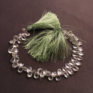1  Strand Green Amethyst Faceted Briolettes -Pear Shape Briolettes 9mmx6mm-15mmx8mm 9 Inches BR02509 - Tucson Beads