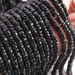 1 Strand Black Onyx Smooth Heishi , Tyre Briolettes - Gemstone Wheel Shape Briolettes  -6mm-13 Inches BR03104 - Tucson Beads