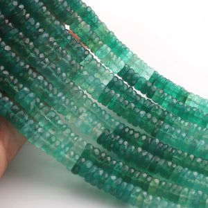 1  Strand  Natural Shaded Green Onyx  Faceted Heishi Tyre Shape Gemstone Beads,  Shaded Green Onyx Tyre Wheel Rondelles Beads, 6mm 8 Inches BR02885 - Tucson Beads