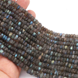 1 Strand Labradorite Faceted  Wheals Rondelles- Rondelles Beads -6mm-3mm - 16 Inches BR0496 - Tucson Beads
