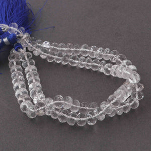 1 Strand Crystal Quartz Faceted Rondelle Beads - Crystal Quartz Roundelle 7mm-8mm 8 inches BR497 - Tucson Beads