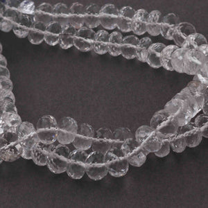 1 Strand Crystal Quartz Faceted Rondelle Beads - Crystal Quartz Roundelle 7mm-8mm 8 inches BR497 - Tucson Beads