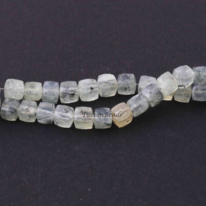 1 Strand Prehnite Faceted Cube Beads Briolettes - Prehnite Box Shape 7mm-7mm 8 Inch BR2793 - Tucson Beads
