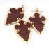 3 pcs Jasper Cross Arrowhead  24k Gold  Plated Single Bail Pendant  -  Electroplated With Gold Edge 54mmX33mm-55mmx34mm AR030