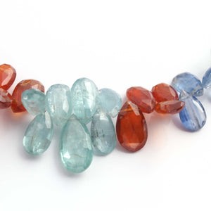 1 Long Strand Multi kyanite Faceted Briolettes -Pear Drop Shape Briolettes - 6mmx4mm-14mmx7mm - 10 Inches BR02522 - Tucson Beads