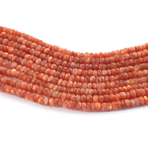 1 Long Strand Sunstone Faceted Rondells  - Round Shape Rondells - 4mm-6mm-14 Inches BR02226 - Tucson Beads