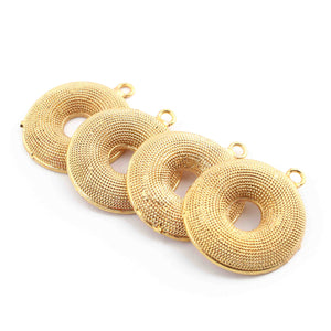 10 Pcs Beautiful Gold  Designer Round  Charm Pendant- 24k Matte Gold Plated Round Pendant - 33mmx28mm GPC328 - Tucson Beads
