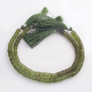 1 Strand Green Peridot Faceted Briolettes  -Roundelles Round Wheels Shape Beads Briolettes  6mm - 8  Inches BR3278 - Tucson Beads