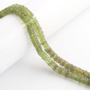 1 Strand Green Peridot Faceted Briolettes  -Roundelles Round Wheels Shape Beads Briolettes  6mm - 8  Inches BR3278 - Tucson Beads
