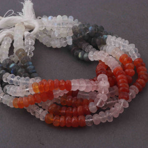 1 Strand Excellent Quality Multi Stone Faceted Rondelles - Mix Stone Roundles Beads 7mm 9.5 Inches BR492 - Tucson Beads