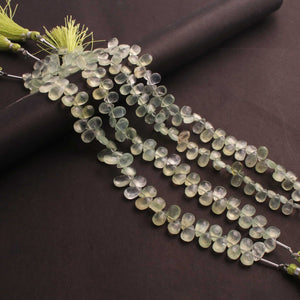 1 Long Prehnite Faceted Briolettes - Pear Shape Briolettes  7mmx5mm-10mmx6mm- 10 Inches BR02505 - Tucson Beads