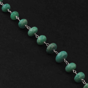 1 Feet Chrysoprase Rosary Style Beaded Chain 6mm-9mm Chrysoprase Beads Wire Wrapped 925 Sterling Silver Chain SRC044 - Tucson Beads