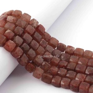 1 Strand Chocolate Moonstone Faceted Briolettes - Cube Briolettes 8mm-9mm 8 Inches BR2785 - Tucson Beads
