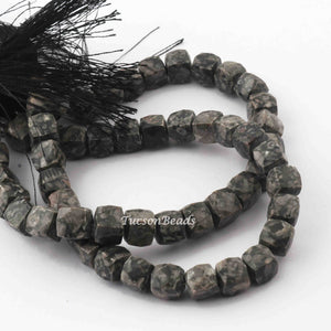 1 Strand Black jasper Agate Cube Briolettes,Agate faceted Box Beads 8mm 8 Inches BR2800 - Tucson Beads