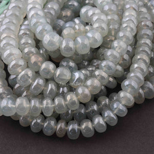 1 Strands Green Chalcedony Silver Coated Smooth Rondelles Beads - 7mm-12mm  8 Inch BR1805 - Tucson Beads