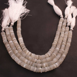 1  Strand  Natural White Moon Stone Faceted Heishi Tyre Shape Gemstone Beads, White Moon Stone  Tyre Wheel Rondelles Beads, 7mm 8 Inches BR02898 - Tucson Beads