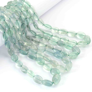 1 Long Strand Green Fluorite Smooth  Briolettes -Oval Shape  Briolettes - 8mmx6mm-13mmx9mm- 19 Inches BR02202 - Tucson Beads