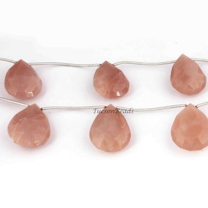 1 Strands Peach Moonstone Faceted  Briolettes - Pear Briolettes  -22mmx15mm-30mmx20mm 11 Inches BR1825 - Tucson Beads