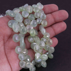 1 Strand Green Chalcedony Silver Coated Faceted Heart Briolettes - Green Chalcedony - 7mmx7mm-13mmx14mm  8 Inches BR1817 - Tucson Beads
