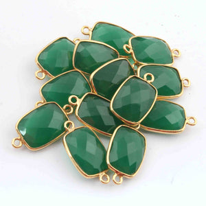 13 Pcs Green onyx 925 Sterling Vermeli Faceted Rectangle Shape Connector & Pendant -Gemstone Connector 21mmx11mm&18mmx16mm  SS336 - Tucson Beads