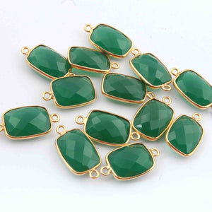 13 Pcs Green onyx 925 Sterling Vermeli Faceted Rectangle Shape Connector & Pendant -Gemstone Connector 21mmx11mm&18mmx16mm  SS336 - Tucson Beads