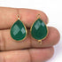12 Pcs Green Onyx 24k Gold Plated Faceted Pear Shape Pendant & Connector -23mmx13mm-20mmx11mm PC469