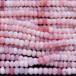 1 Long Strand Pink Opal  Faceted  Rondelles Beads -Pink Opal Roundels Beads 6mm 14  Inches long BR608 - Tucson Beads