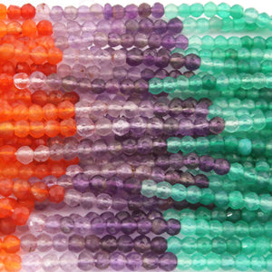 5 Strands Mix stone Faceted Rondelles Beads --Multi Stone Roundle Beads 4mm 13 Inches RB326 - Tucson Beads