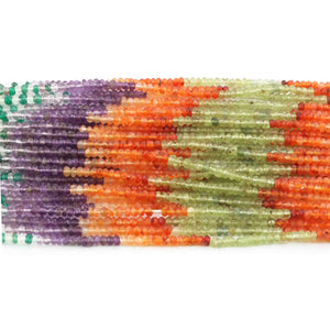 5 Strands Mix stone Faceted Rondelles Beads --Multi Stone Roundle Beads 3mm 13.5 Inches RB341 - Tucson Beads