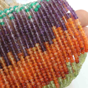 5 Strands Mix stone Faceted Rondelles Beads --Multi Stone Roundle Beads 3mm 13.5 Inches RB341 - Tucson Beads