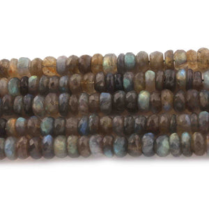 1 Strand Labradorite Faceted Rondelles  - Gemstone Rondelles -8mmx5mm 11 Inches BR0703 - Tucson Beads