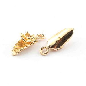 5 Pcs Gold Fancy Charm Pendant - 24k  Gold Plated Leaf  - Brass Gold Fancy Pendant 23mmx9mm GPC1454 - Tucson Beads