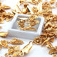 5 Pcs Gold Fancy Charm Pendant - 24k  Gold Plated Leaf  - Brass Gold Fancy Pendant 23mmx9mm GPC1454 - Tucson Beads