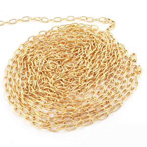 5 Feet Gold Plated Copper Chain - Cable Oval Link Chain - Copper Gold Curb Chain - Soldered Chain 5mmx3mm GPC1506 - Tucson Beads