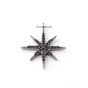 1 Pc Beautiful Black Spinel Star 925 Sterling Silver Single Bail Pendant 22mmx19mm WTC200 - Tucson Beads