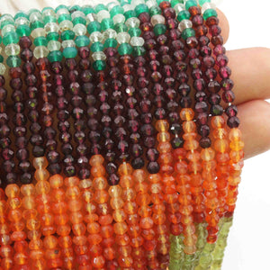 5 Strands Mix stone Faceted Rondelles Beads --Multi Stone Roundle Beads 4mm 13 Inches RB336 - Tucson Beads