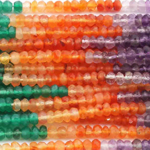 5 Strands Mix stone Faceted Rondelles Beads -Multi Stone Roundle Beads 4mm 13.5 Inches RB322 - Tucson Beads