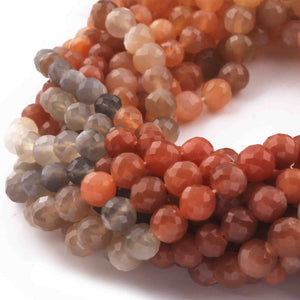 1  Strand Multi Moonstone  Roundelles Balls beads - Gemstone  Roundelles Balls beads - 5mmx6mm 10 Inches BR0707 - Tucson Beads