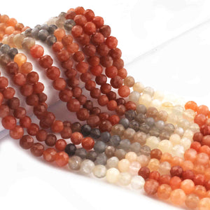 1  Strand Multi Moonstone  Roundelles Balls beads - Gemstone  Roundelles Balls beads - 5mmx6mm 10 Inches BR0707 - Tucson Beads