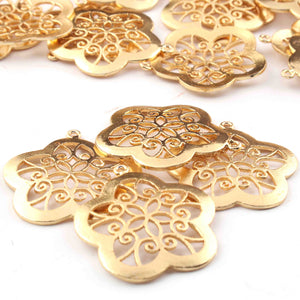 5 Pcs 24k Gold Plated Flower Copper Charm Pandent, Designer Flower Charm, Jewelry Making Tools, 34mmx31mm GPC1457 - Tucson Beads
