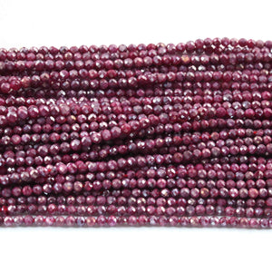 5 Long Strand Ruby Silverite Faceted Ball Gemstone Round Ball Beads-3 mm- 13 Inches RB0260 - Tucson Beads